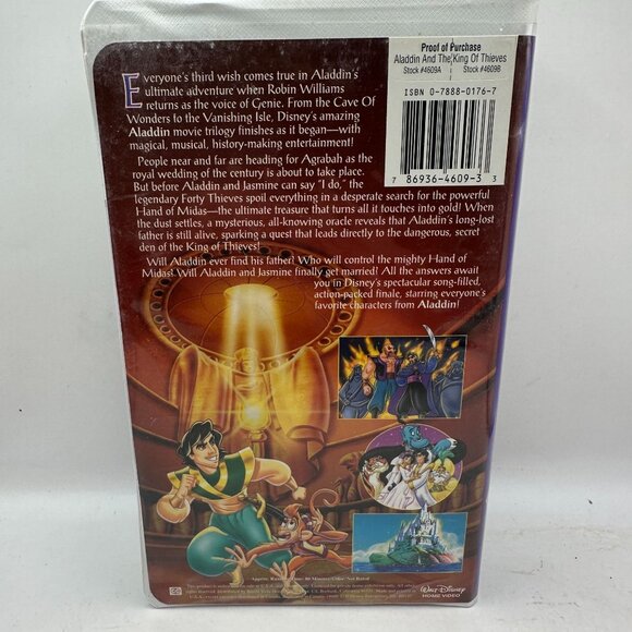 Disney Aladdin & The King Of Thieves VHS Tape Robin Williams Clamshell Case - Picture 2 of 3